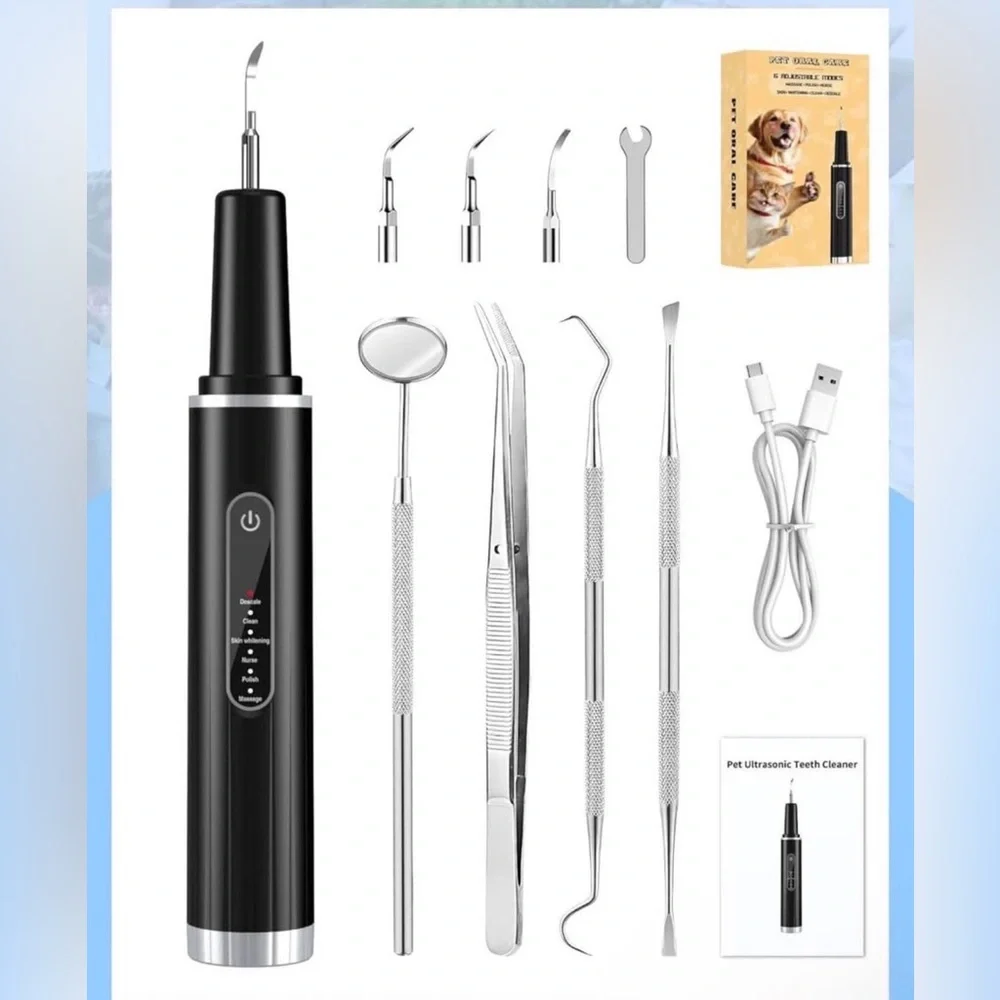 Dog Tartar Plaque Remover for Teeth, Ultrasonic Teeth Cleaner Toothbrush