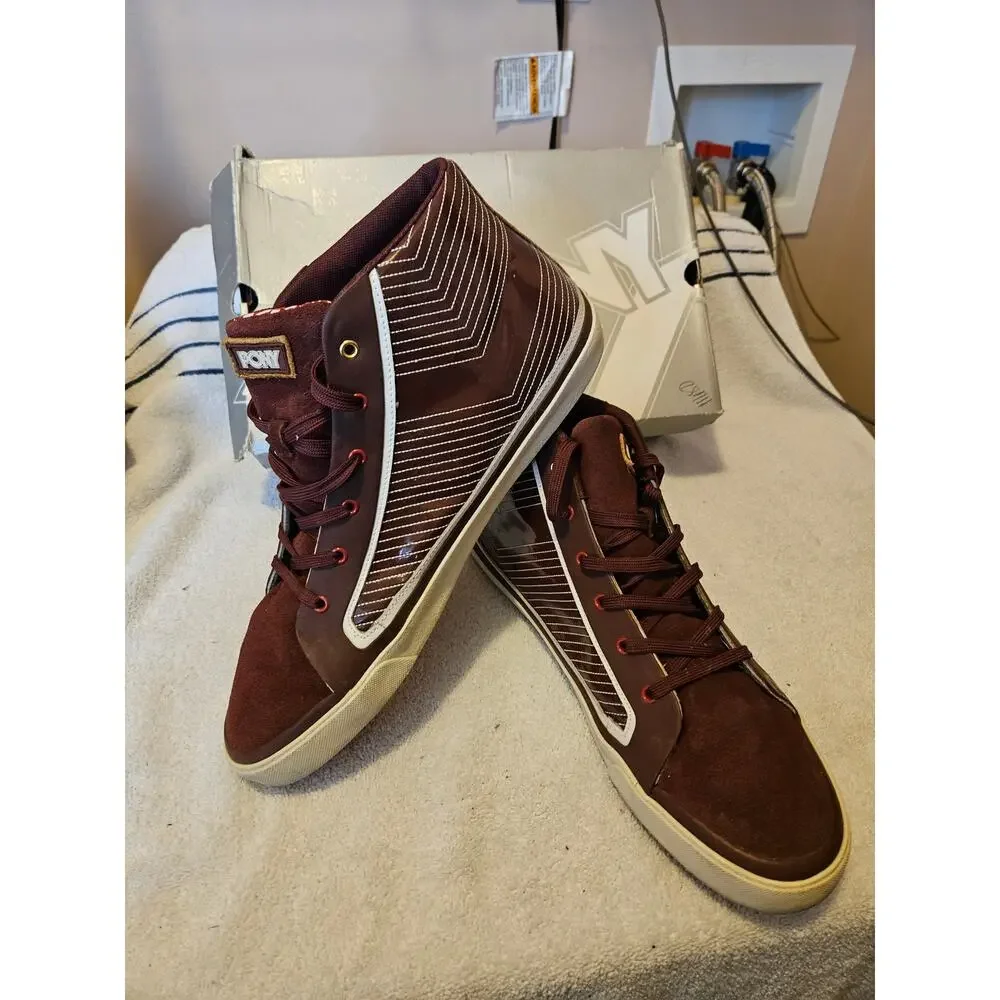 PONY Feed The Cat Mid Burgundy Grey Red Mens Size 14 ML017UGR Sneakers