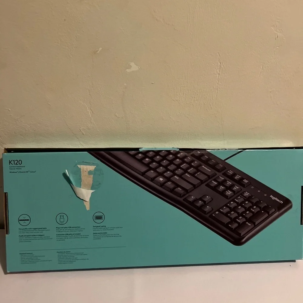 Logitech K120 Full-size USB Wired Membrane Keyboard For PC Spill-Resistant NEW