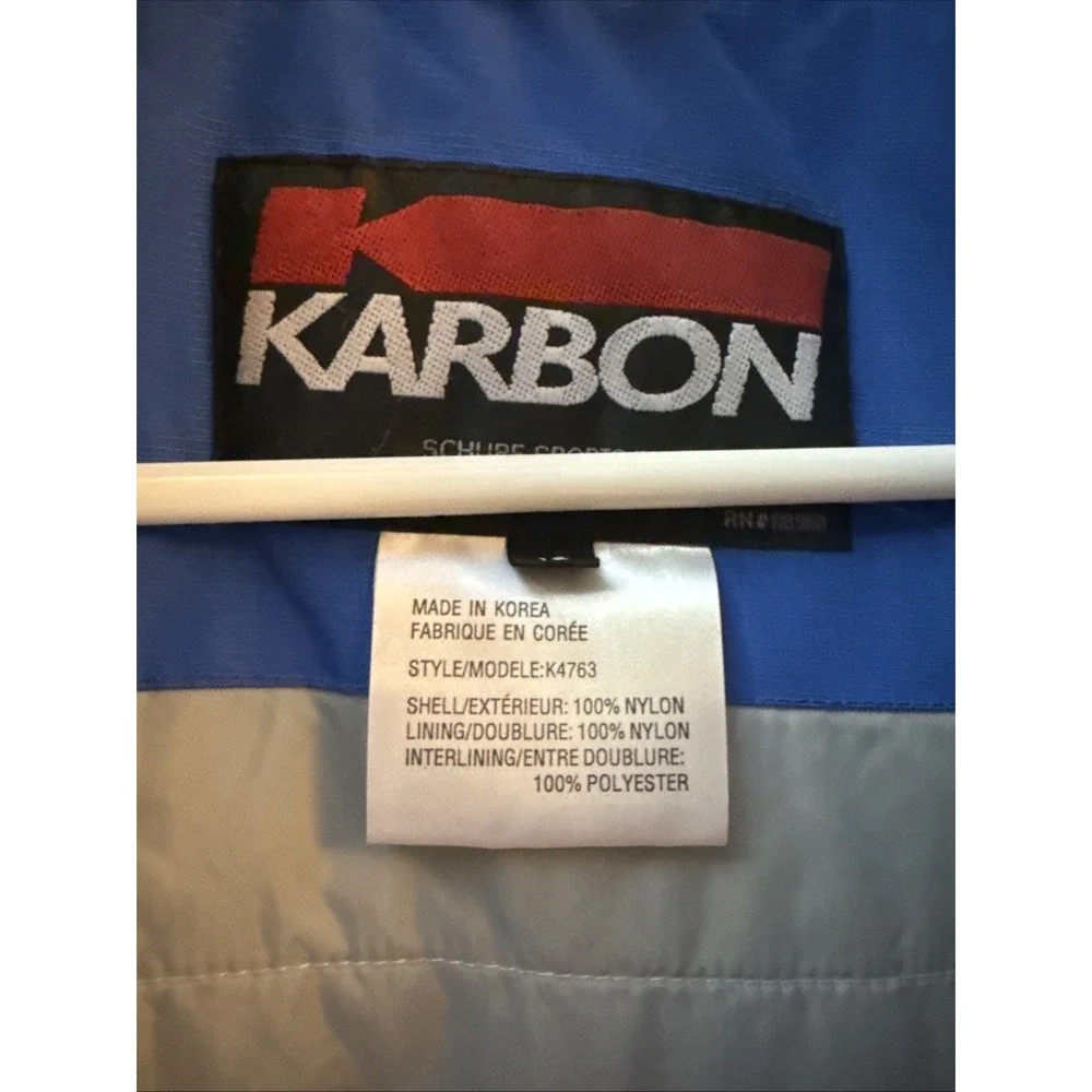 Karbon Kids Ski Snowboarding Jacket Blue Gray Hooded Sz 16‎ Winter Detach Hood