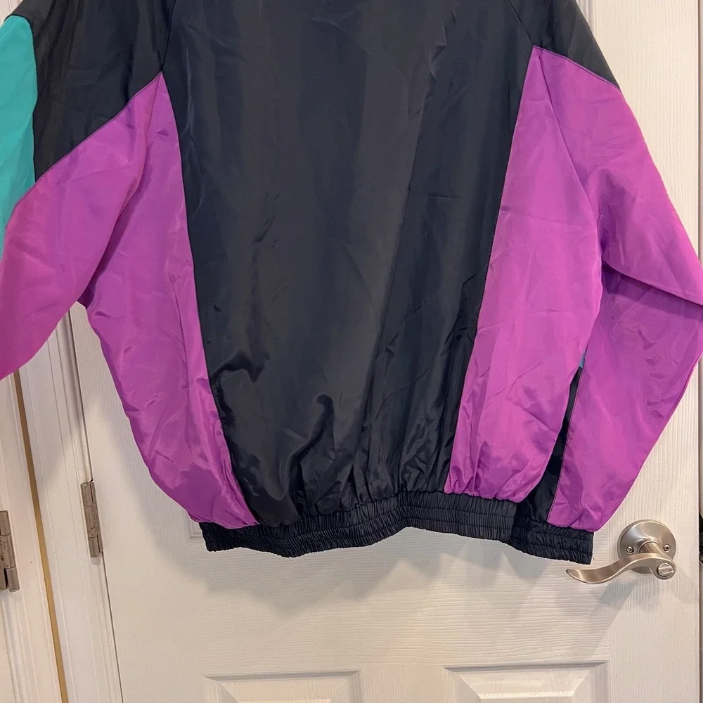 Du Zuo Mens Vintage Style Colorblock Windbreaker Jacket Navy Teal Purple Large