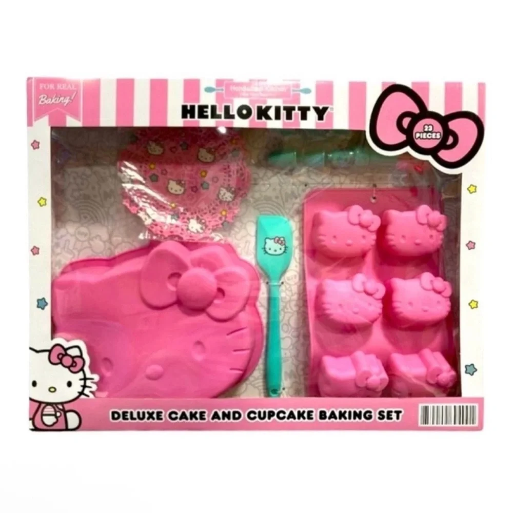 Hello Kitty Sanrio Deluxe Cake and Cupcake Real Baking Set, NEW in box, 23 pcs