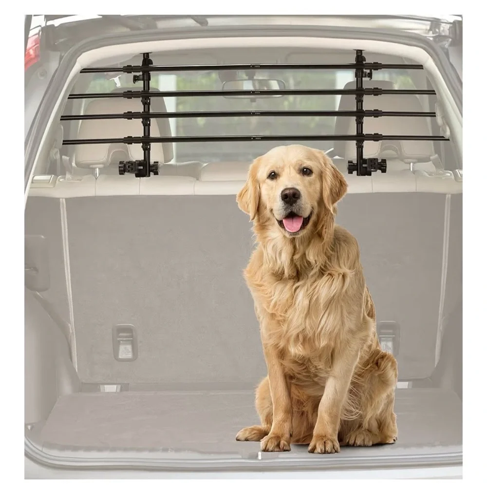 Adjustable Black Vehicle Pet Barrier - Secure Dog Cargo Partition