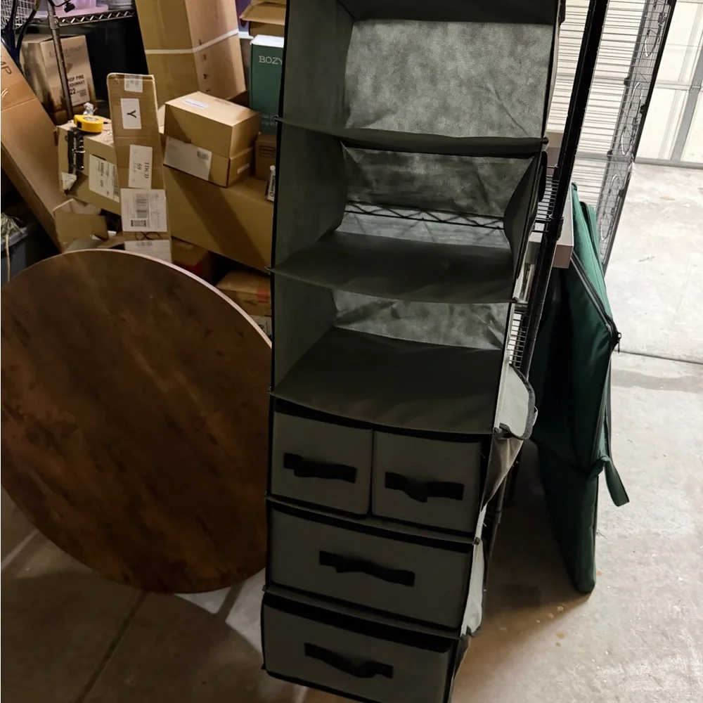 Hanging Closet Organizer with Drawers - Gray