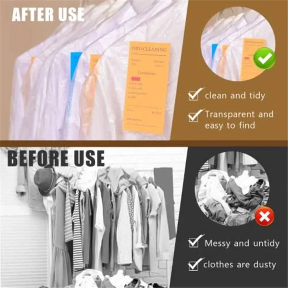 20 Pack Clear Garment Bags Hanging Clothes Covers Dustproof Dry Cleaner Storage