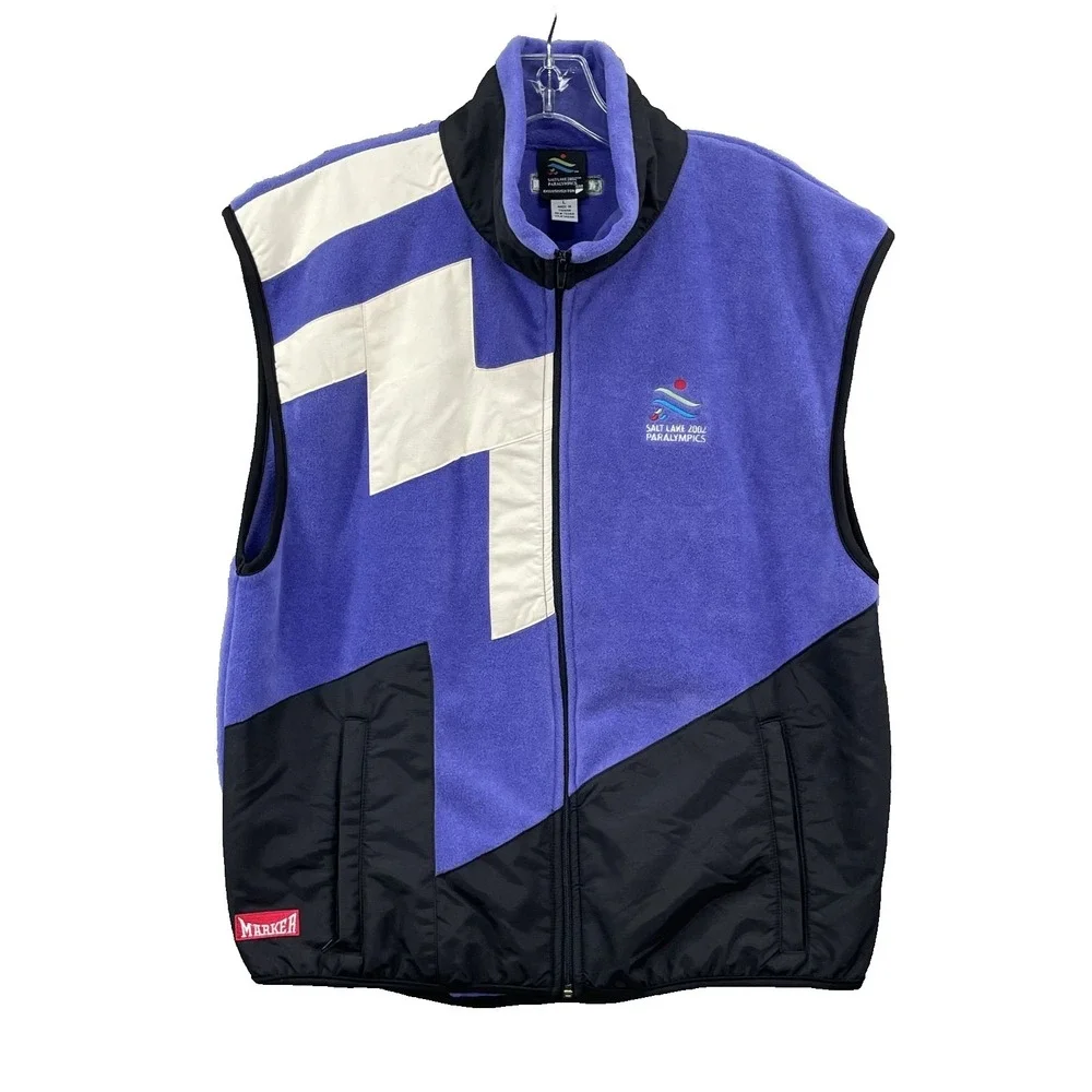 Vintage Marker Salt Lake 2002 Winter Paralympics Vest Large Fleece Gorpcore Ski
