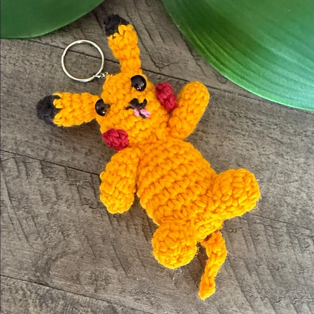 Crochet Yellow Keychain Handmade by Mom