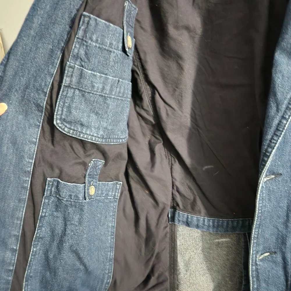 Duluth Trading Denim Blazer Mens Large Fire Hose Presentation Chore Work Jacket