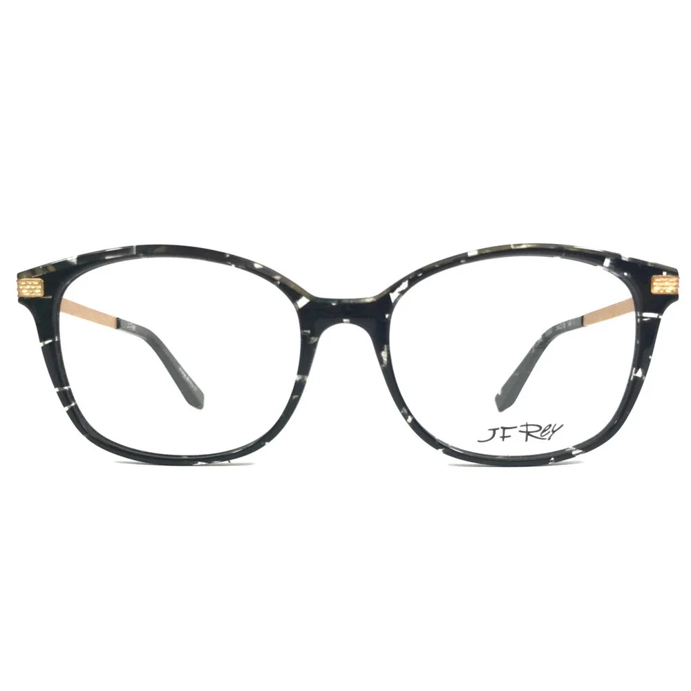 J.F. Rey Eyeglasses Frames JF1352 0050 Marble Black Gold Square 54-18-146