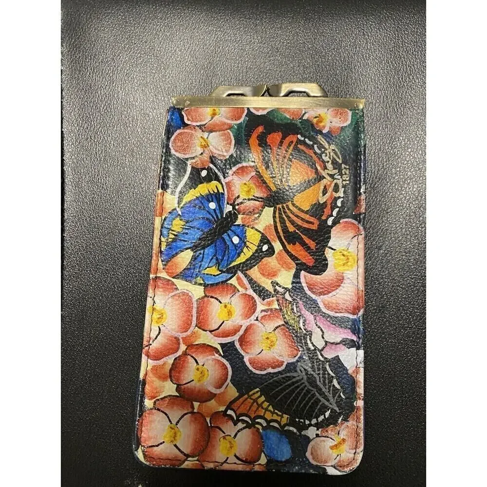 Sharif Butterfly Flower Phone Case Hand Painted Artistic Expressions Leather