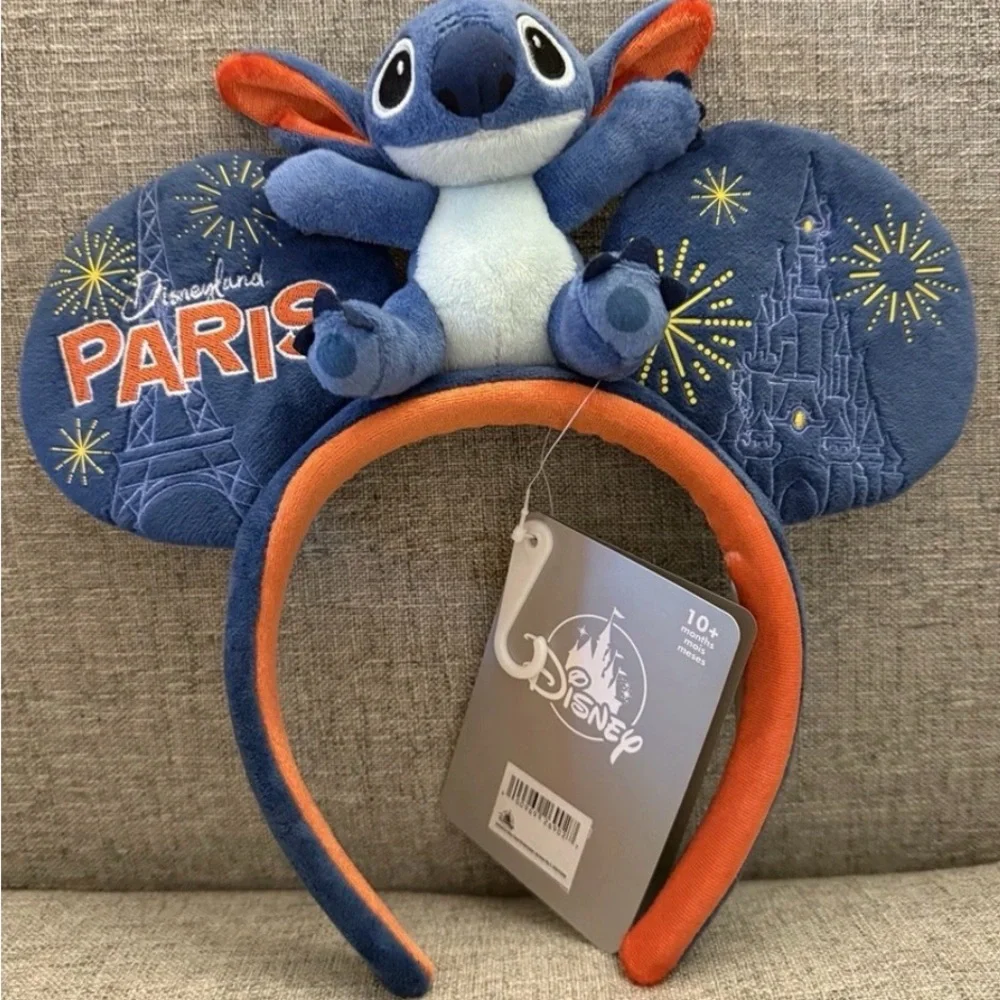 Disney Parks Disneyland Paris Stitch Plush Minnie Mouse Ears Headband NWT