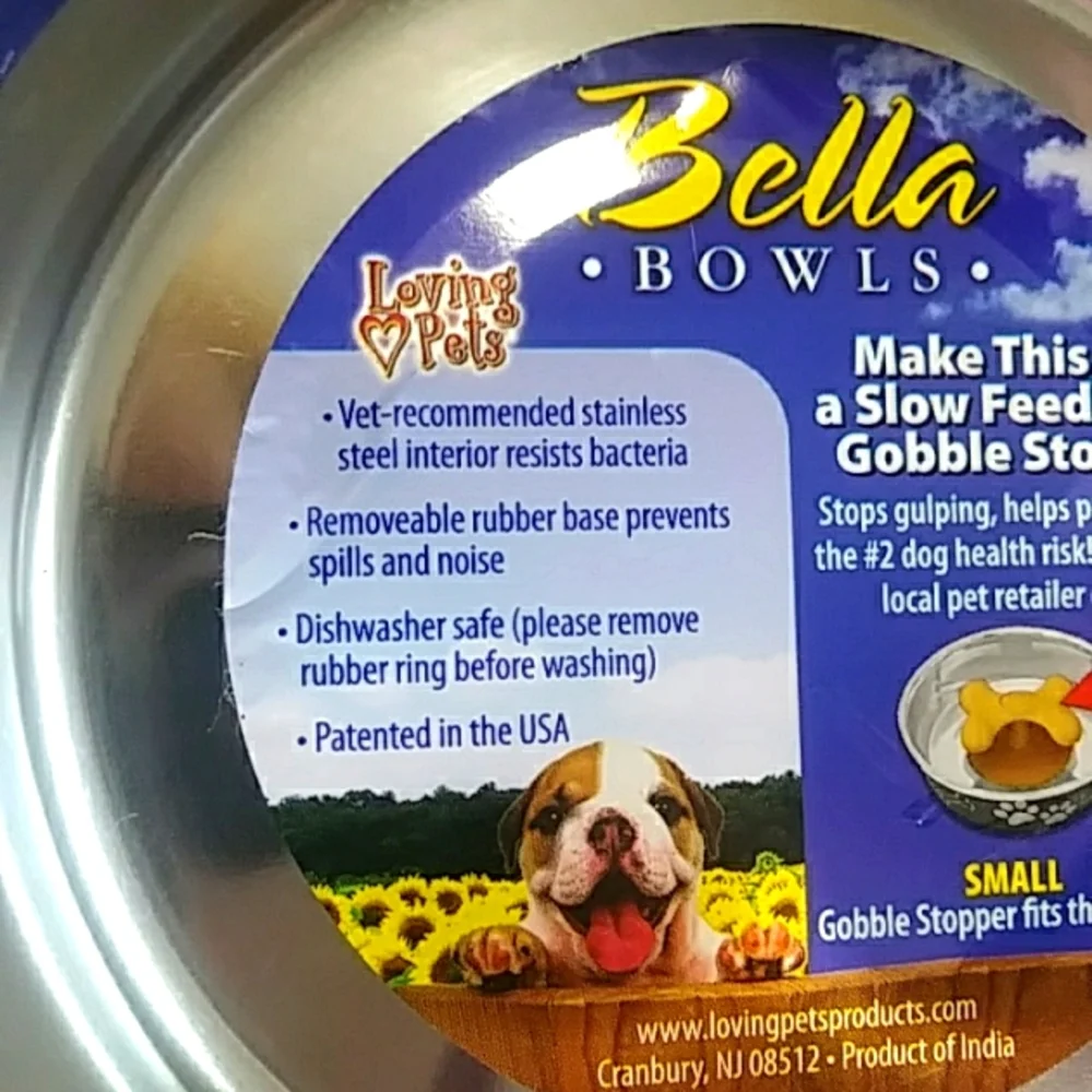 Loving Pets Bella Bowls stainless Paw Prints Bowl Small