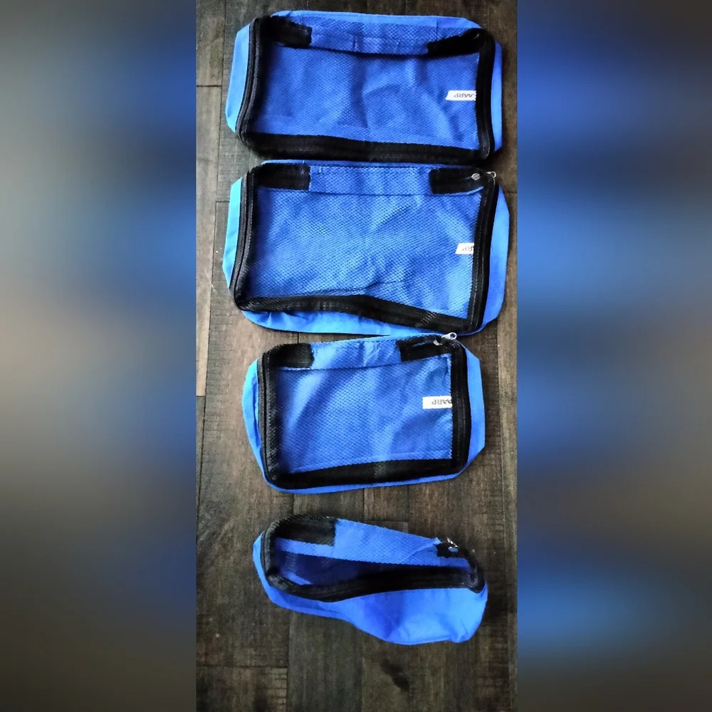 Blue Mesh Travel Pouches