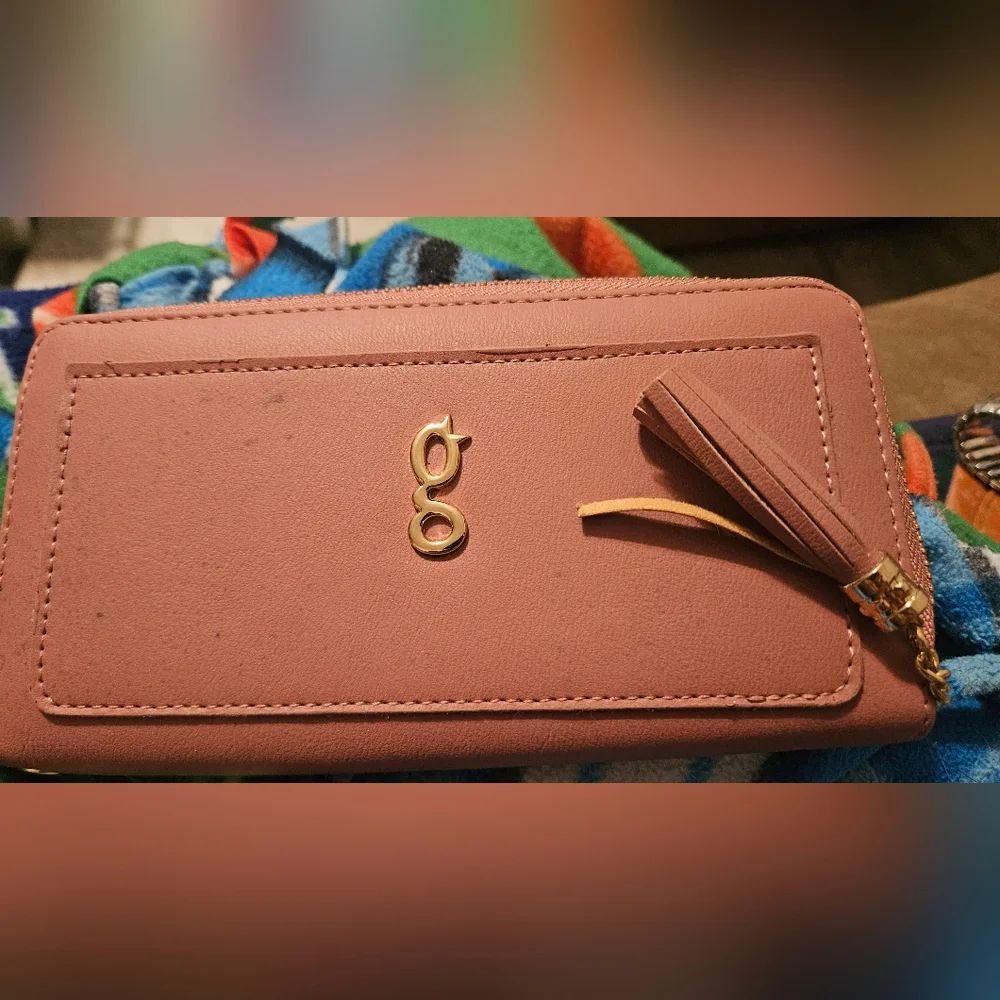 G Pink Tassel Zip Wallet
