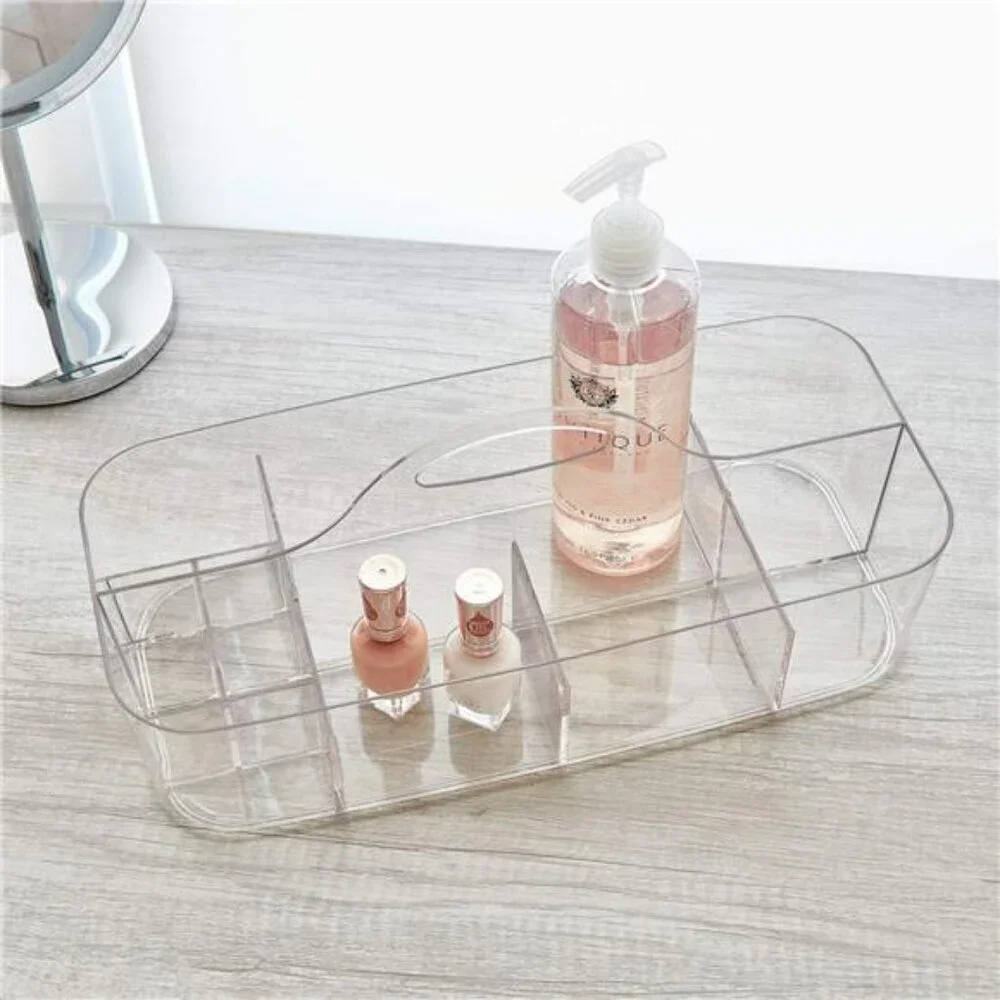 Clear Plastic Cosmetic Organizer Tote Makeup Storage Bin Bathroom Shower Caddy