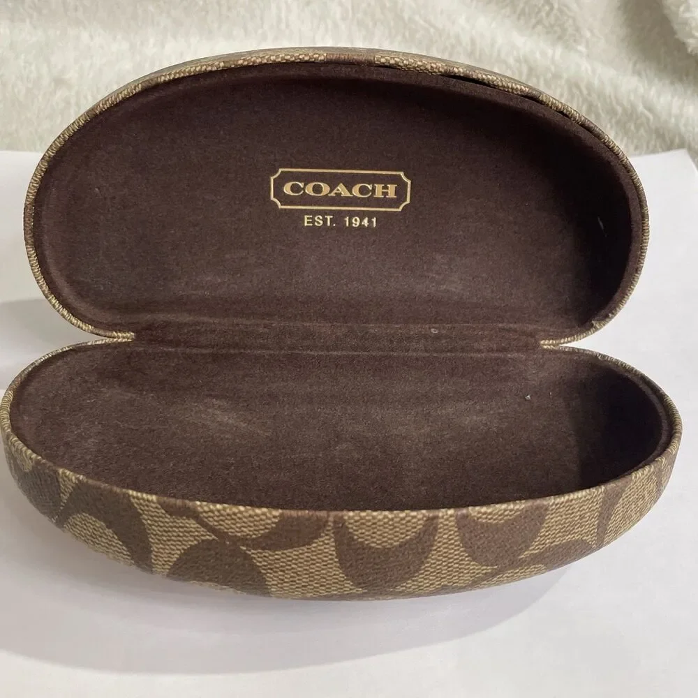 Coach signature C print hard clamshell sunglasses case in brown LARGE