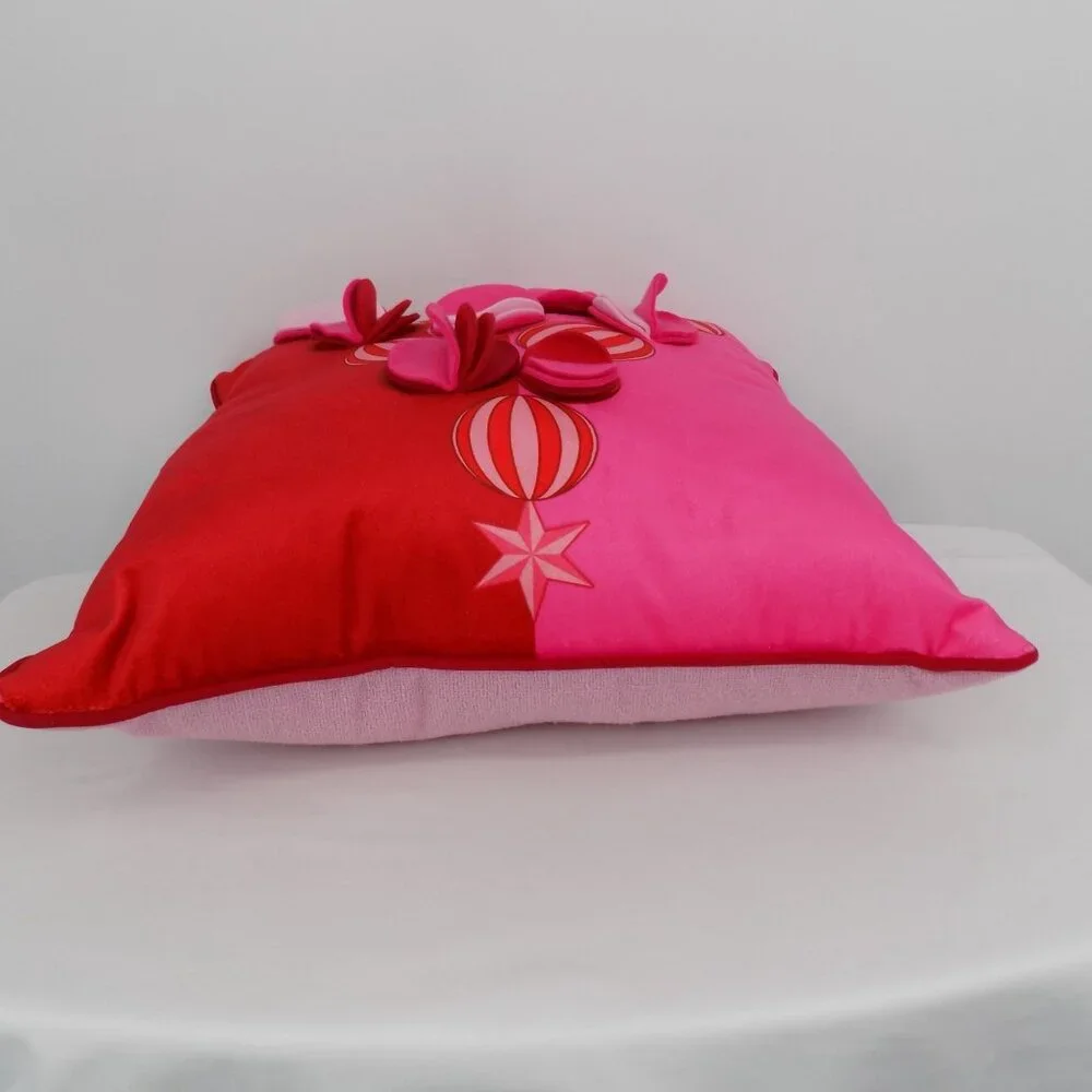 Christmas Ornament Tree Pillow Red Pink Whimsical Christmas 18x18 Holiday New