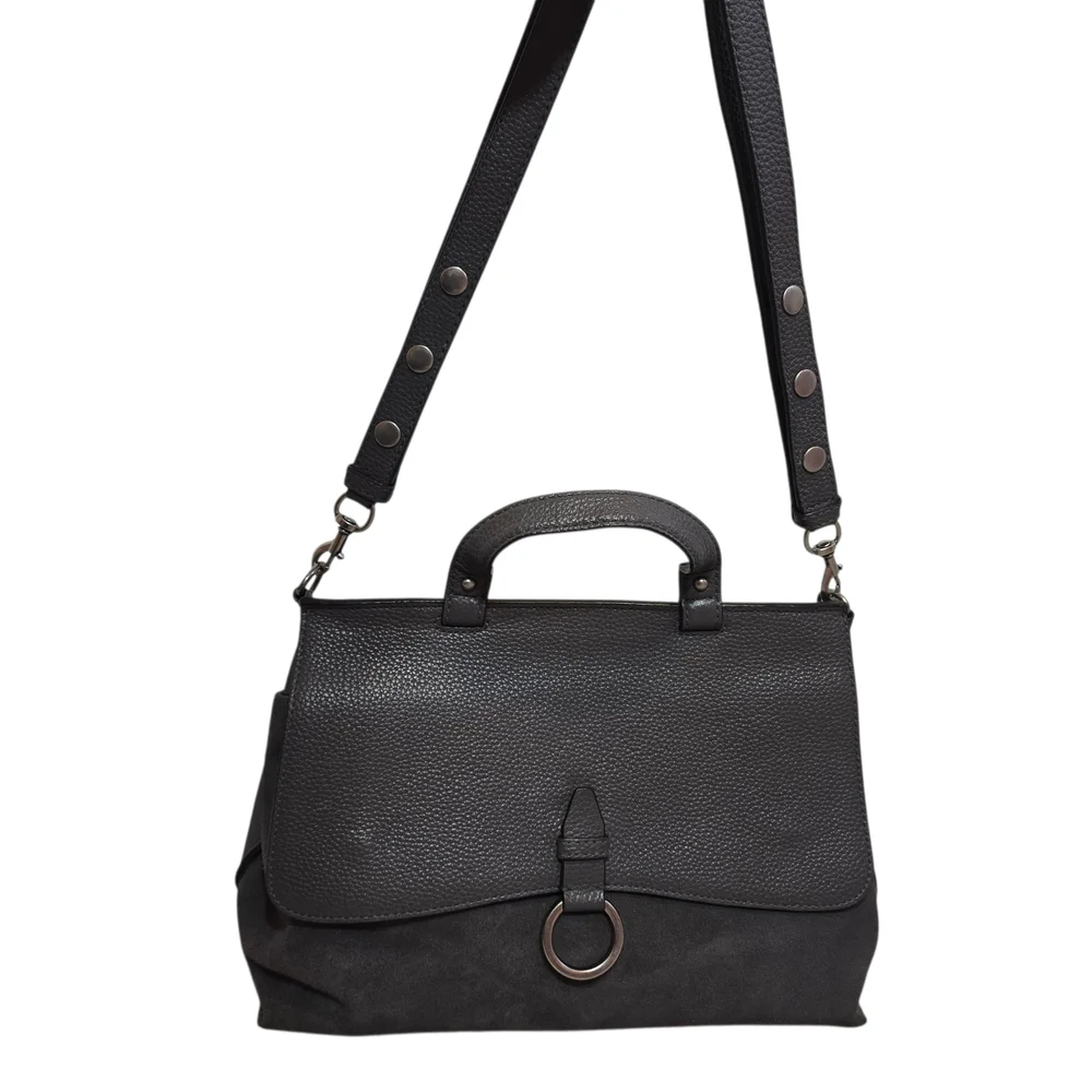 Rebecca Minkoff Medium Keith Grey Leather & Suede Messenger Satchel