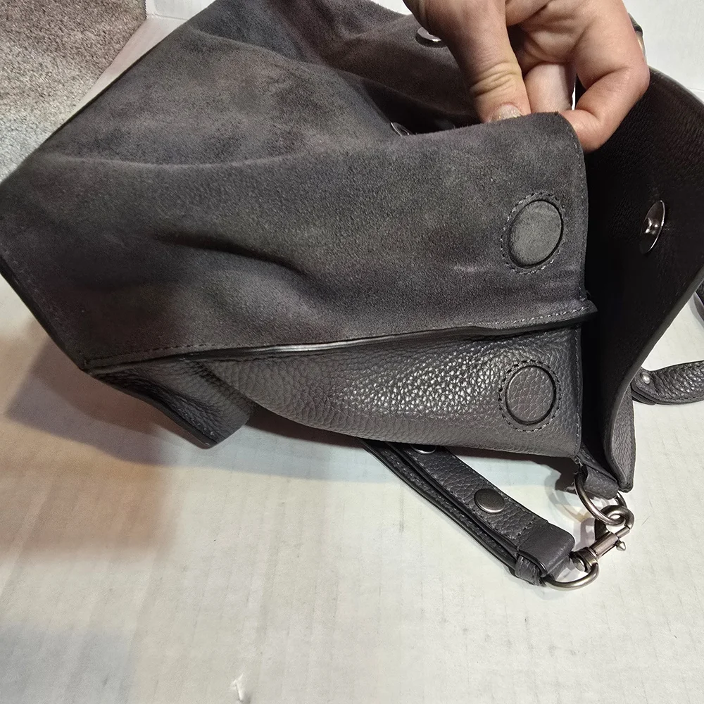 Rebecca Minkoff Medium Keith Grey Leather & Suede Messenger Satchel