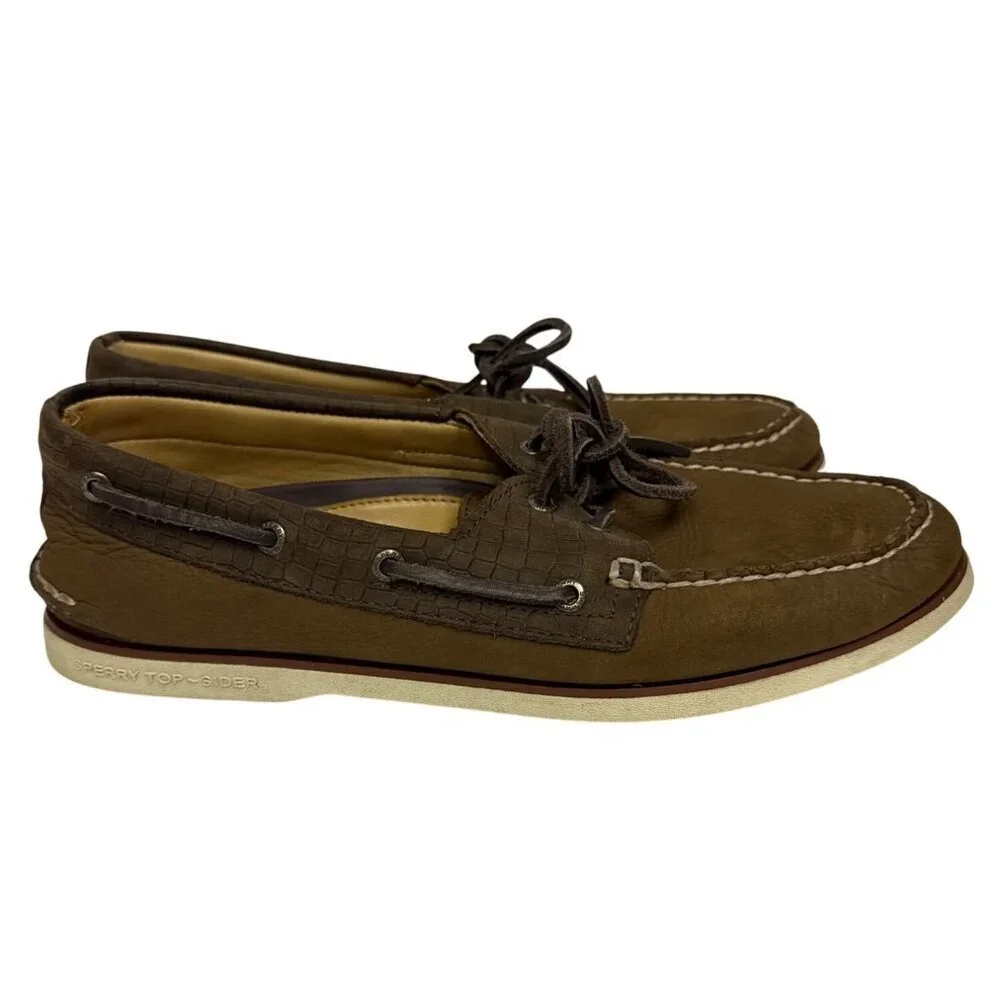 Sperry Men's Shoes Gold Cup Luxury Collection Boat Brown Nubuck Leather Size 12