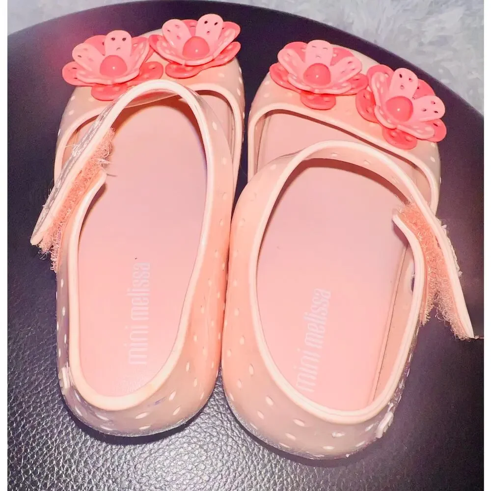 Mini Melissa Furadinha Perforated Flower Mary Jane, Baby Size 8