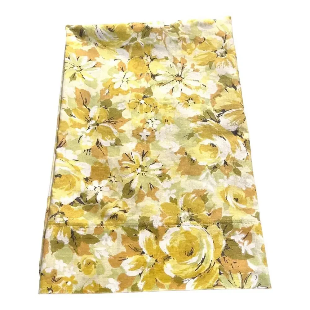Vintage Yellow Floral Yellow Crisp Springmaid Marvelaire Pillowcase EUC