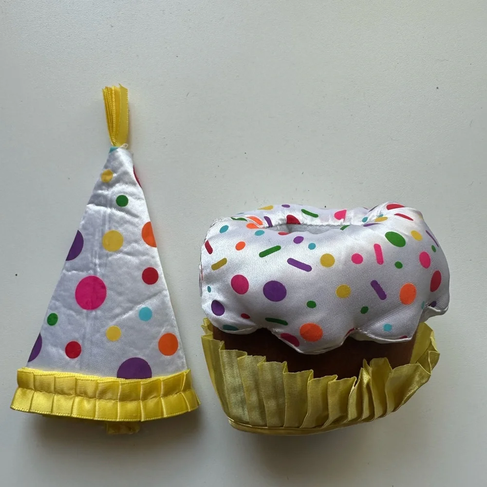 Elf on the Shelf Birthday Colorful Polka Dot Party Hat and Cupcake Set
