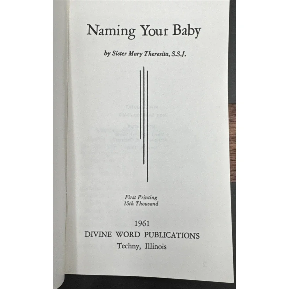 Naming Your Baby | Divine Word Publications | 1961 | 1st Edition | Vintage, HTF
