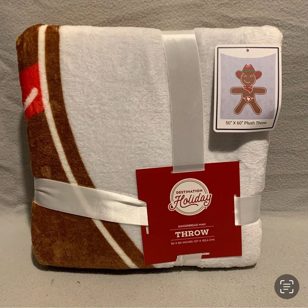 Cowboy Gingerbread Man Throw Blanket - Brown and White 50” x 60”