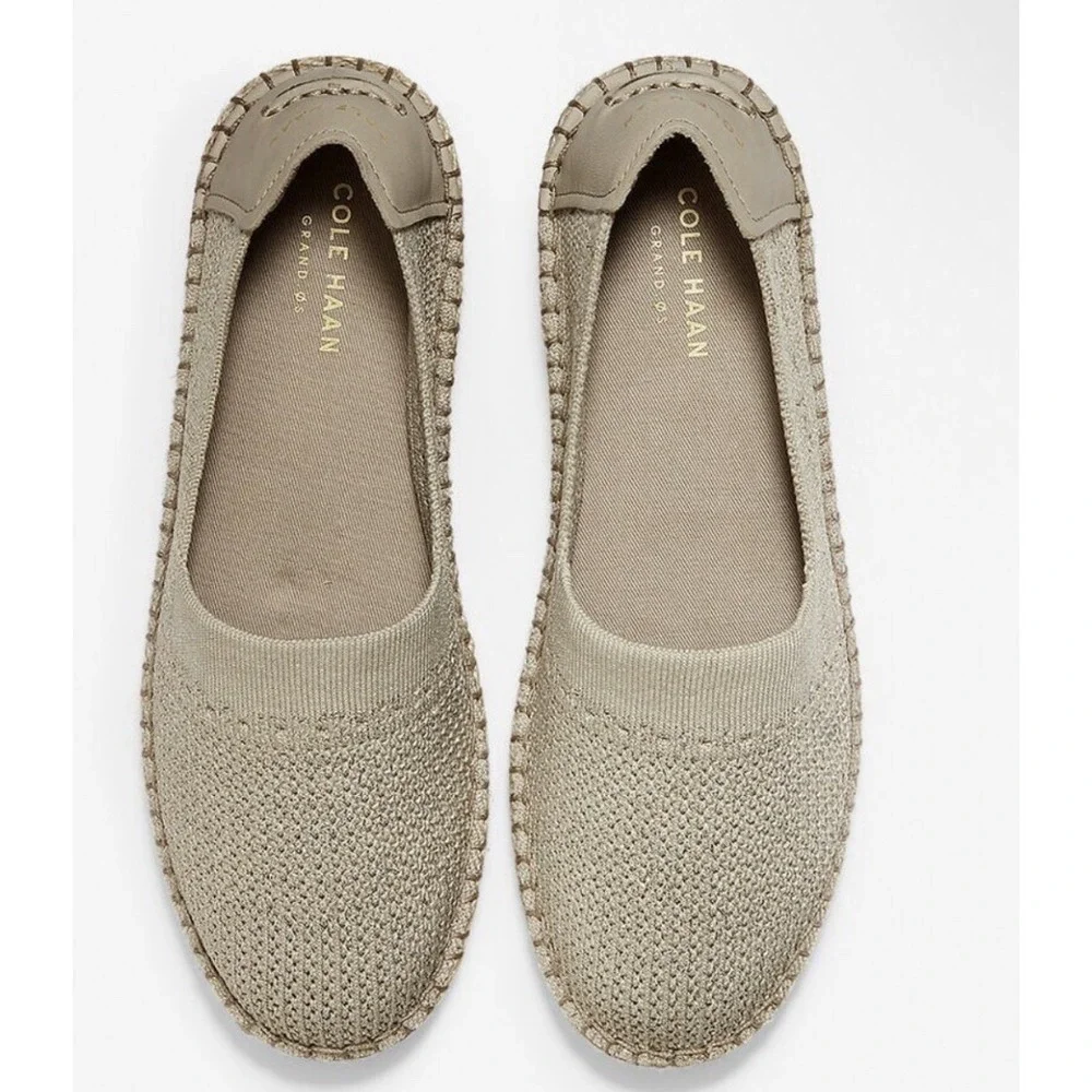 Cole Haan Wmn Size 10B Cloudfeel Stitchlite Espadrille Shoes Beige Jute Metallic