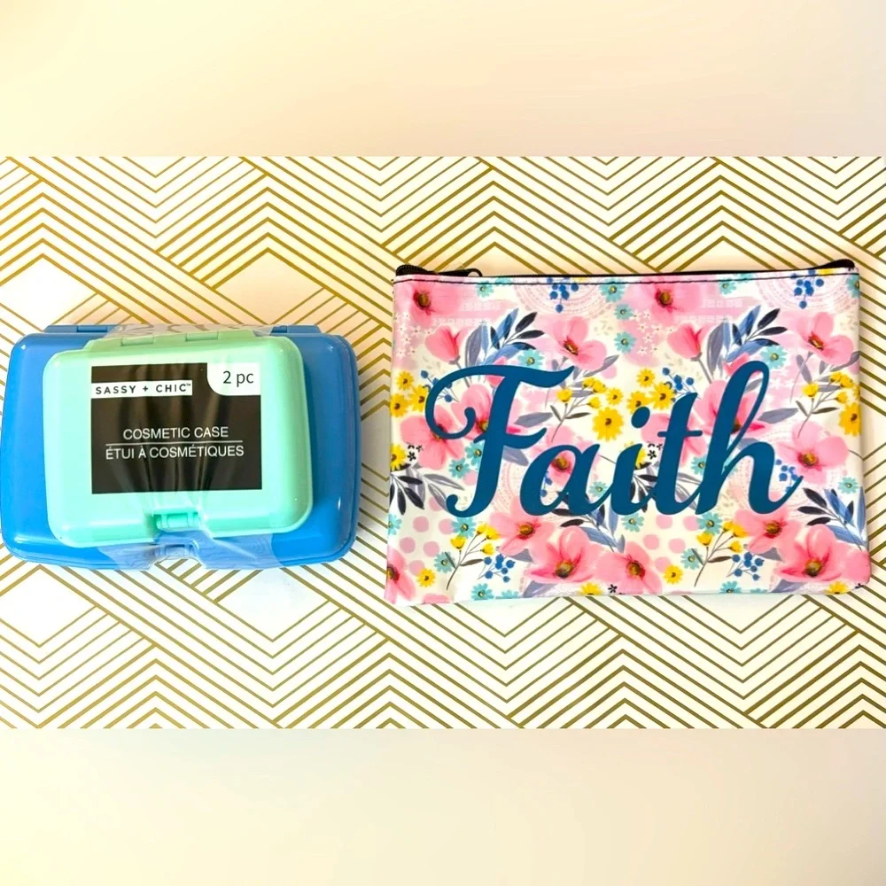 Two Small size cosmetic cases and zipper bag
