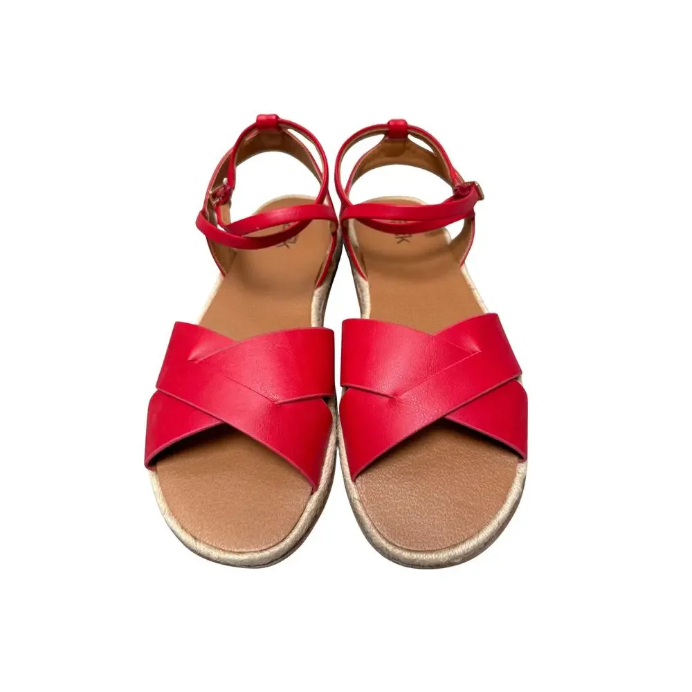 Nordstrom Rack Red Espadrille Criss Cross Sandals Size 7.5 Colorful Resortwear