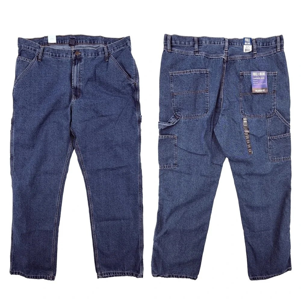 Full Blue Mens Carpenter Jeans 42x32 NWT Workwear Utility Pocket Durable Relaxed