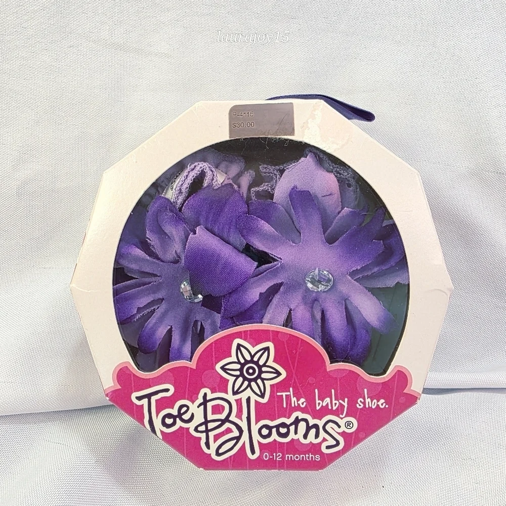Toe Blooms Baby Doll Cotton Strap Shoes Purple Flowers 0-12 Month Strong Scent