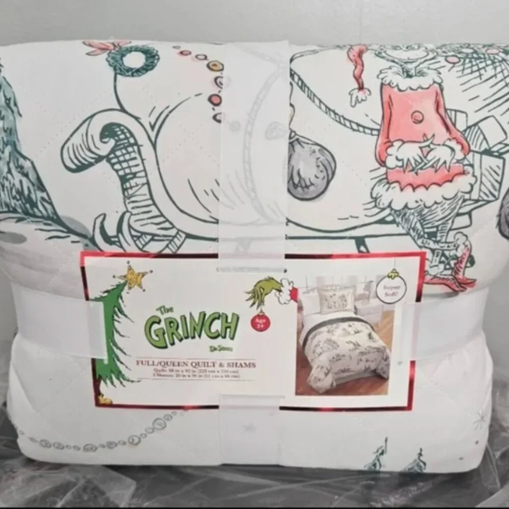 NWT The GRINCH Quilt Set Full/Queen