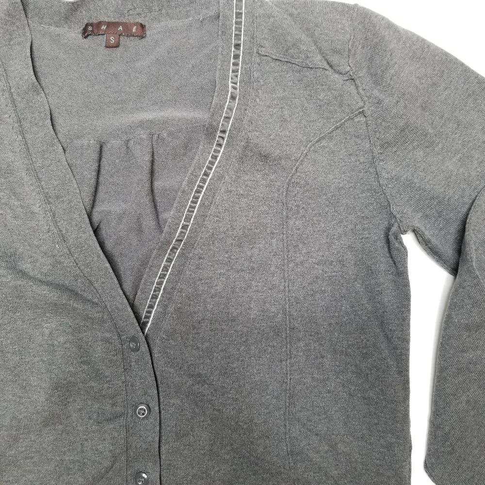 Shae V-Neck Cardigan Sweater Gray Small