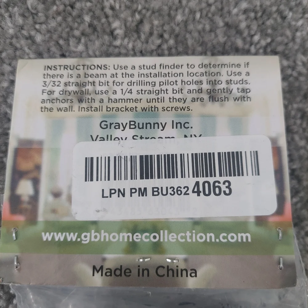 Gray Bunny GB Home Collection Curtain Rod Bracket Black set of 4 model GB-6809S4