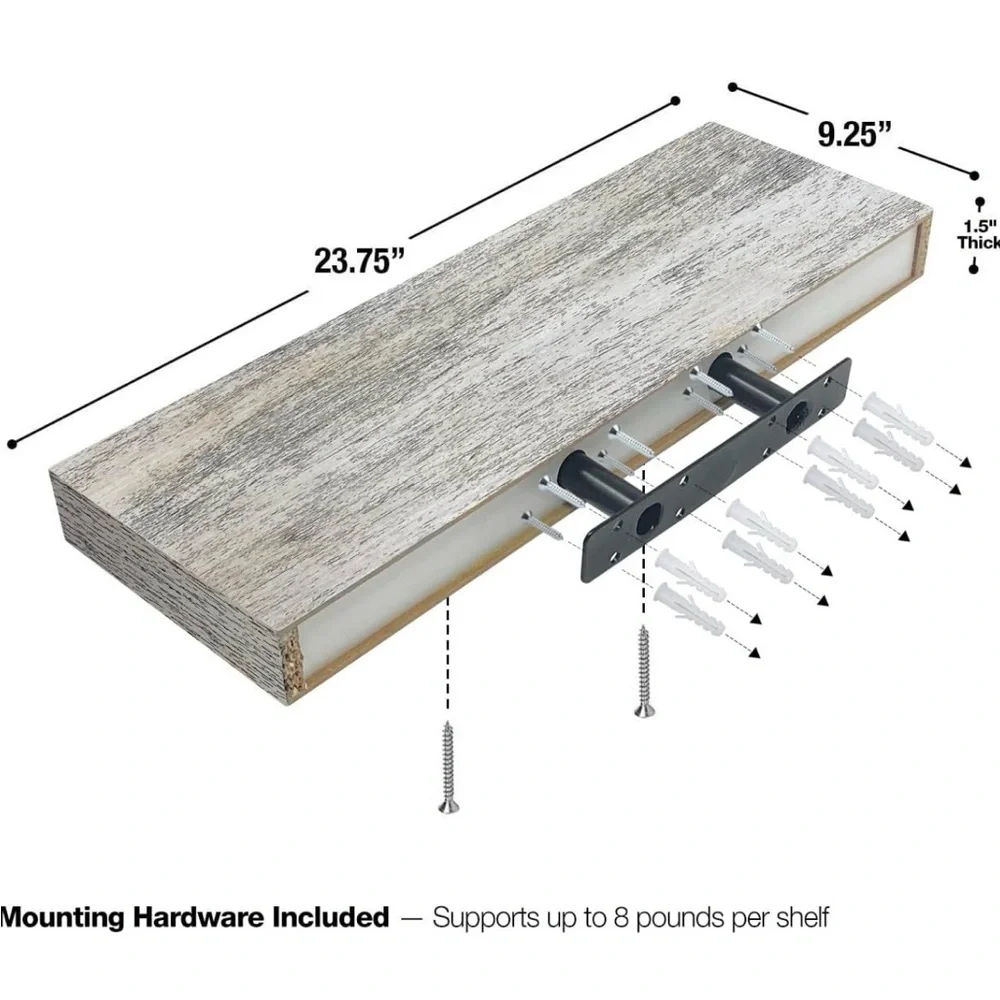 NIB Sorbus Floating Wall Shelves - 2 Pack 24 X 9 Inch Rustic Home Decor