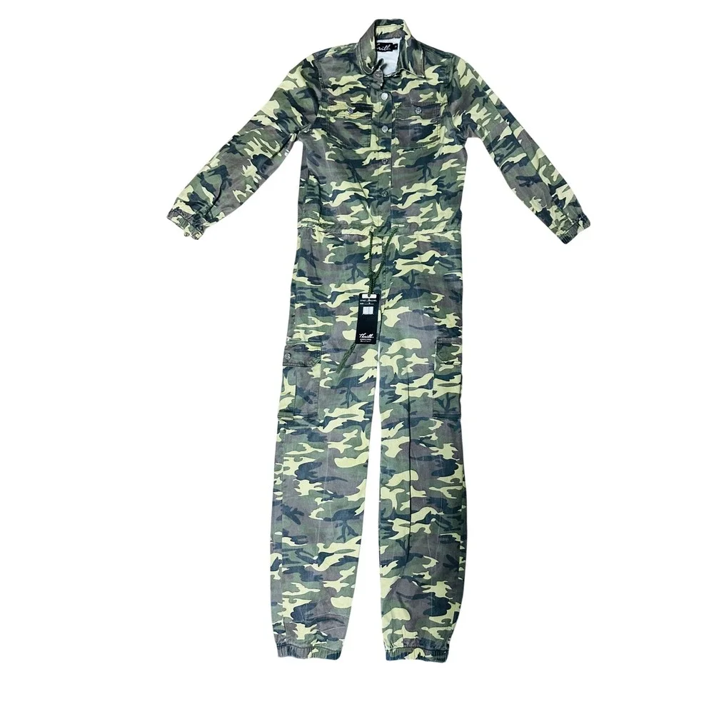 Thrill Camo Cargo Jumpsuit One Piece Utility Pants Women's Size‎ M NWT