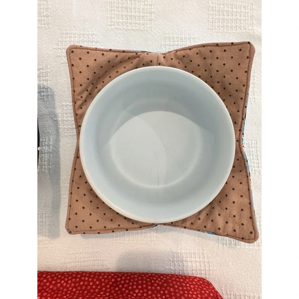 Handmade Bowl Cozy Set Paw Print Casserole Carrier Microwave Hot Pad 3pc