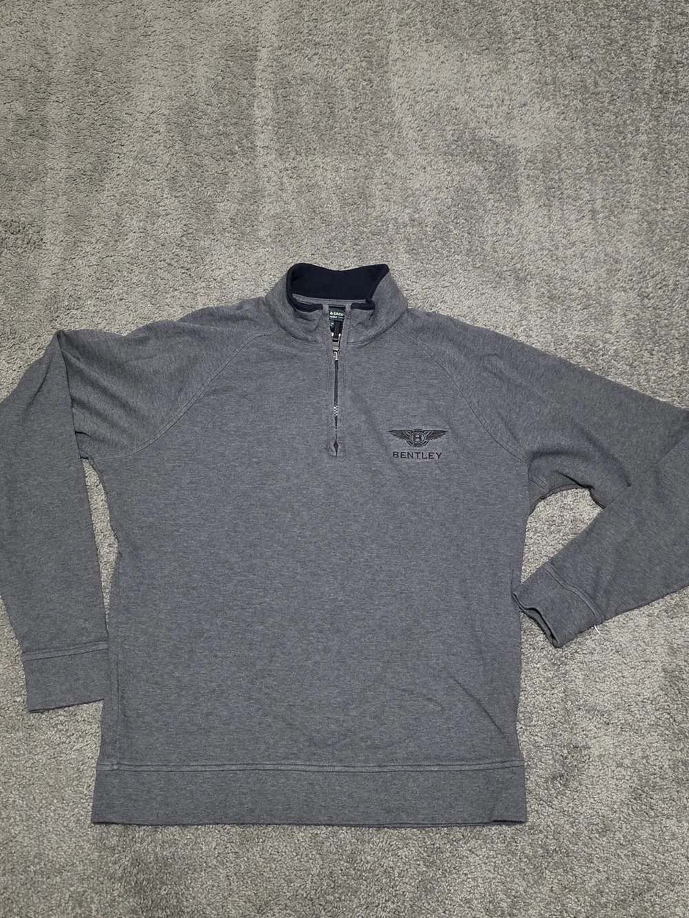 Fairway & Greene Men's Heather Gray Quarter-Zip Sweater with Bentley Logo