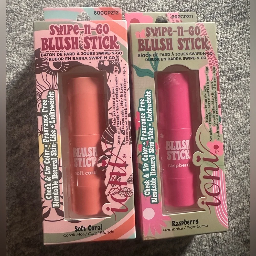 Ioni Glampalooza Swipe n Go Blush Stick ×2 Raspberry and Soft Coral NEW
