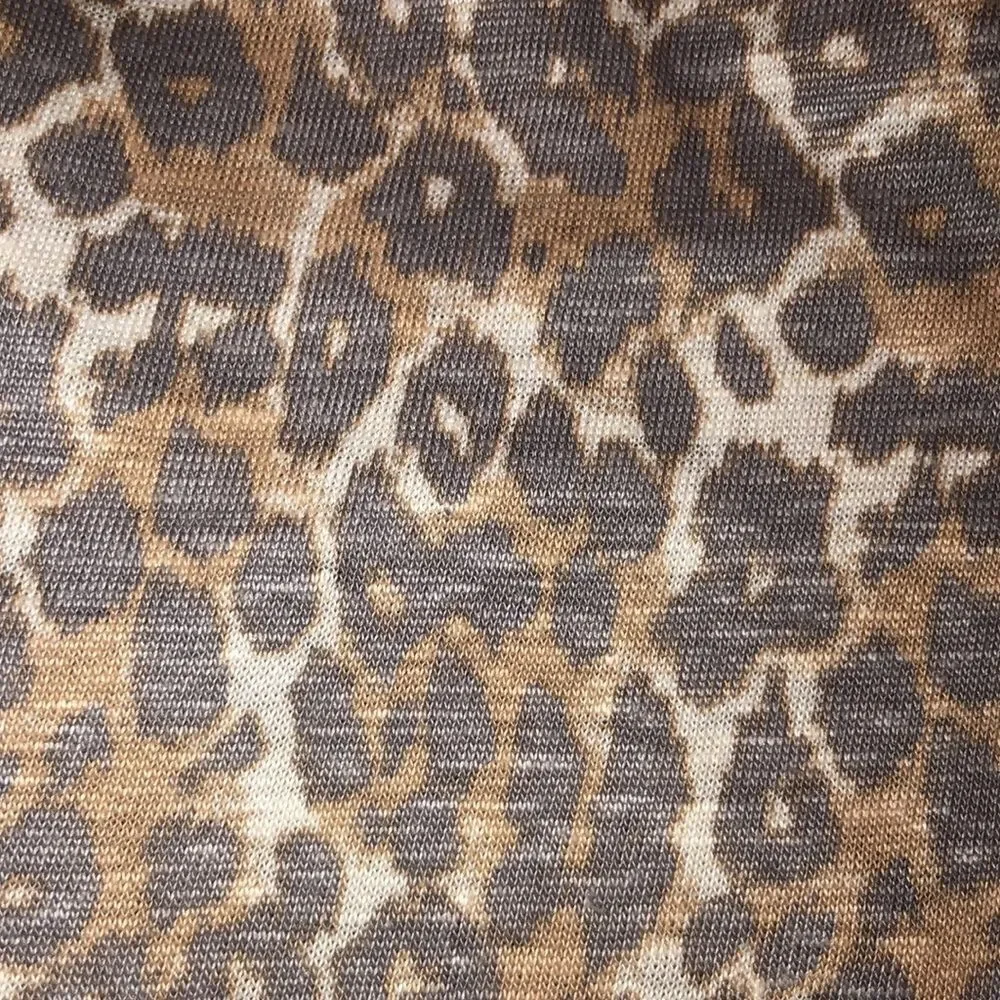 Anthropologie S Maeve Linen Puff Sleeve Leopard Top