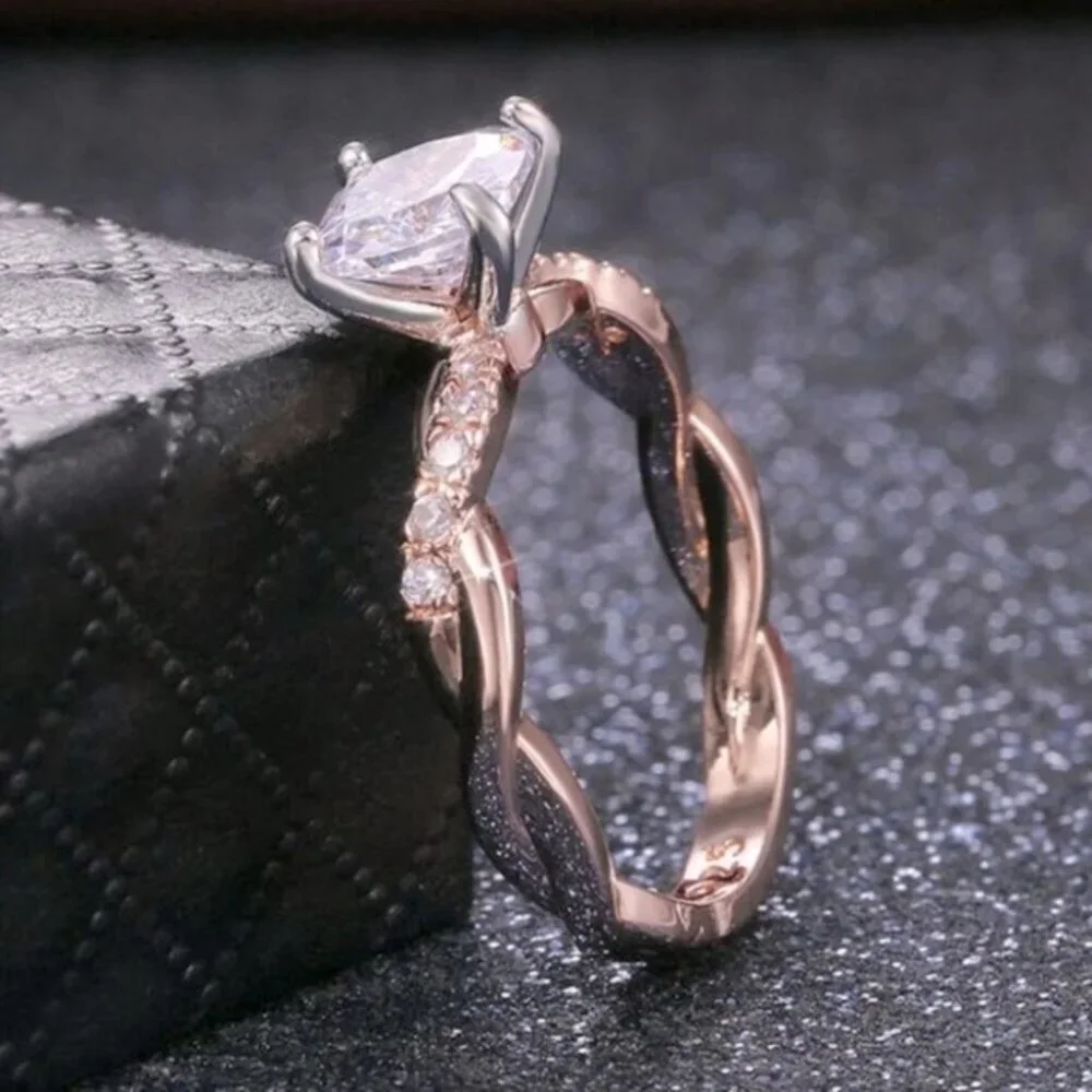 Beautiful 14k Rose Gold 925 Silver 1+ct Diamond Solitaire