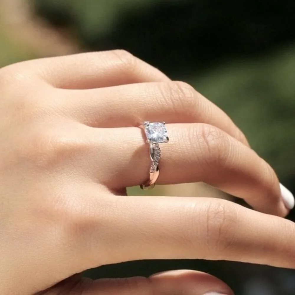 Beautiful 14k Rose Gold 925 Silver 1+ct Diamond Solitaire