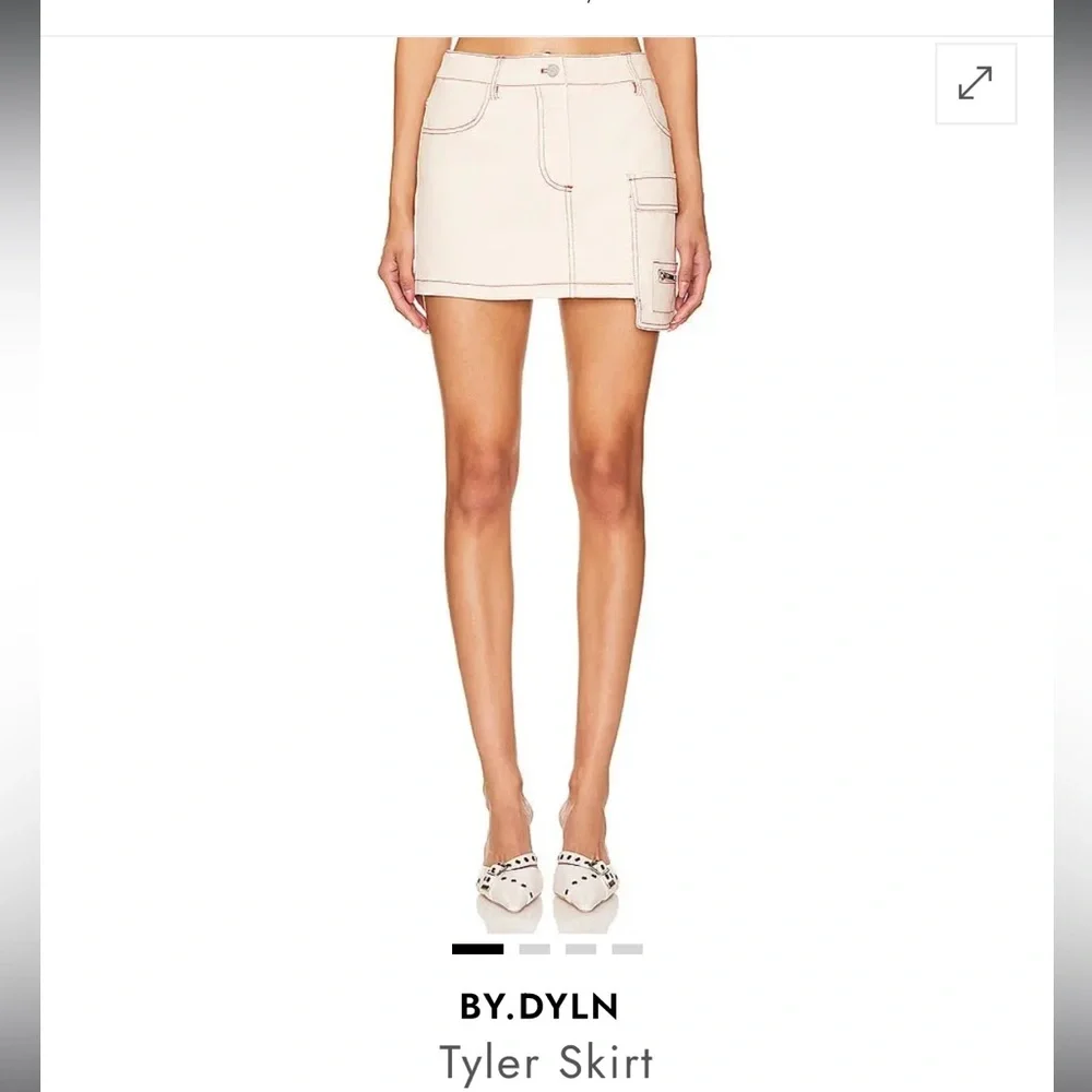 By.Dyln REVOLVE Skirt in cream bone with contrast stitching L Large