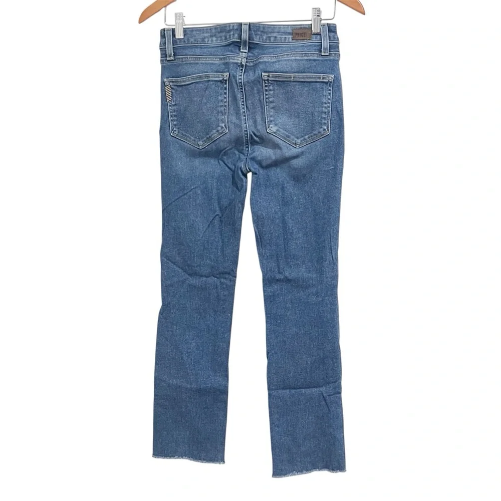 EUC Paige Jacqueline Unfinished Hem Straight Leg Jeans in Axel Wash
