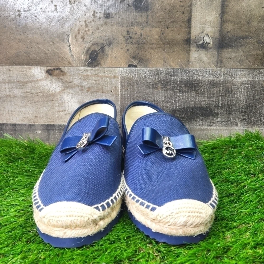 NEW MICHAEL KORS NAVY BOW TIE ESPADRILLES SZ 8