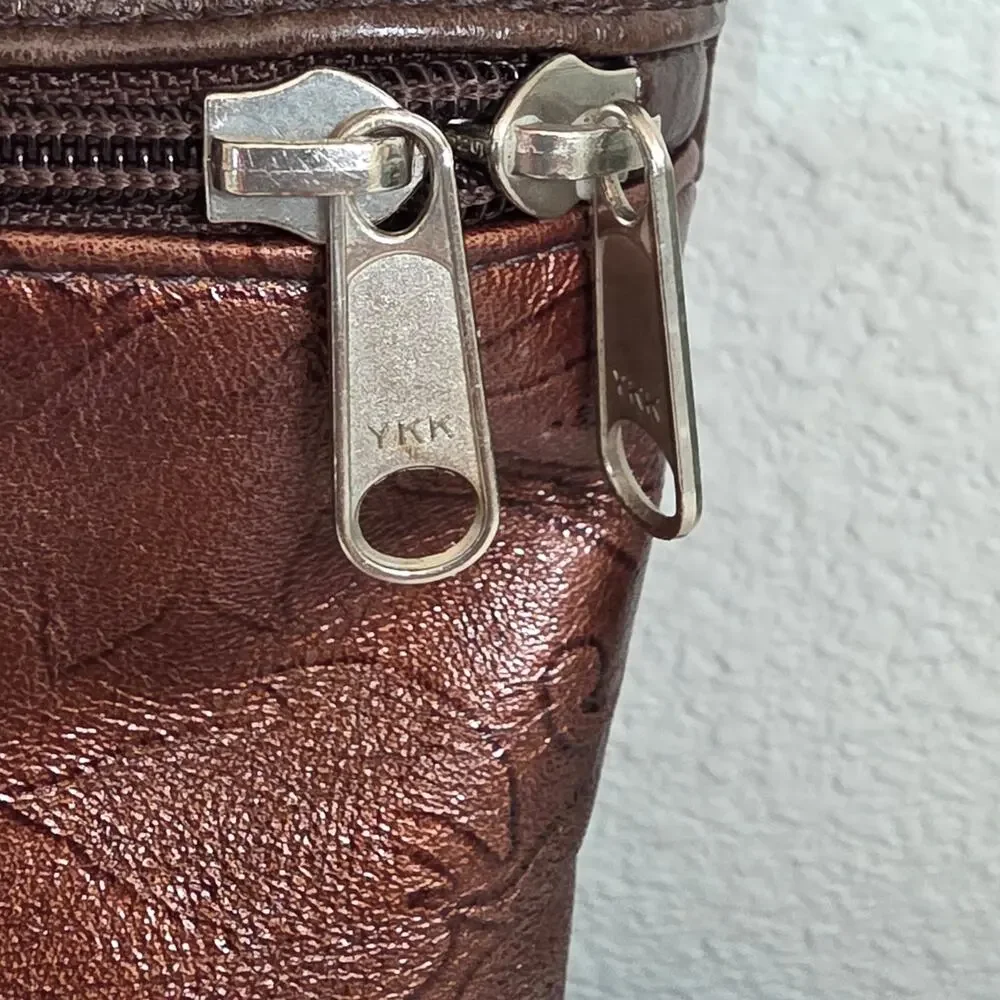Chic Embossed Leather Shoulder Bag in Rich Brown