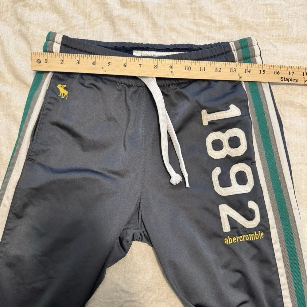 VTG Abercrombie‎ and Fitch Track Pants Boys Large Ankle Zip Y2K Baggy Spell Out